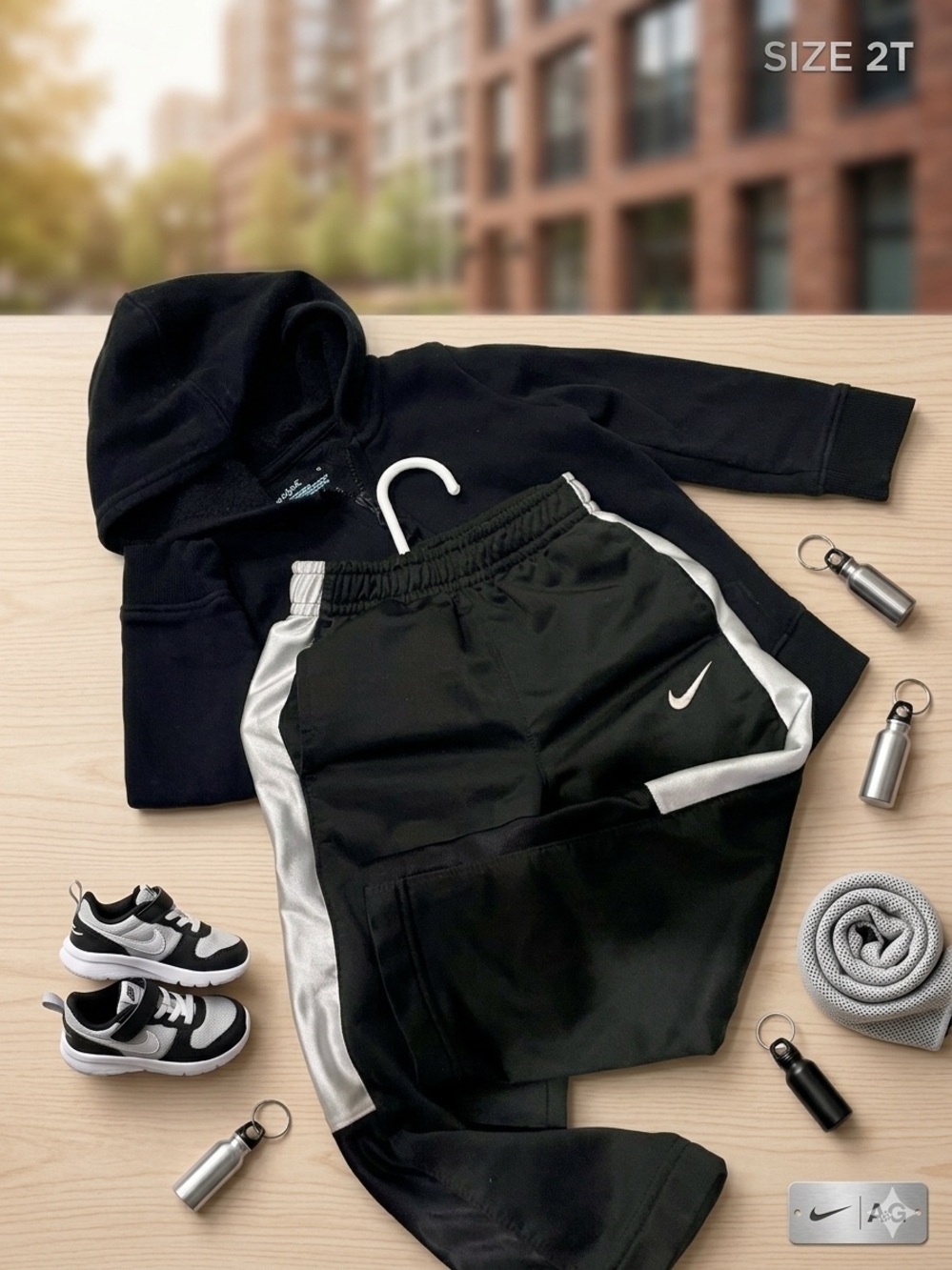 2 pieces JOGGING SET Baby 2T black w Nike pants matched w Cat & Jack jacket